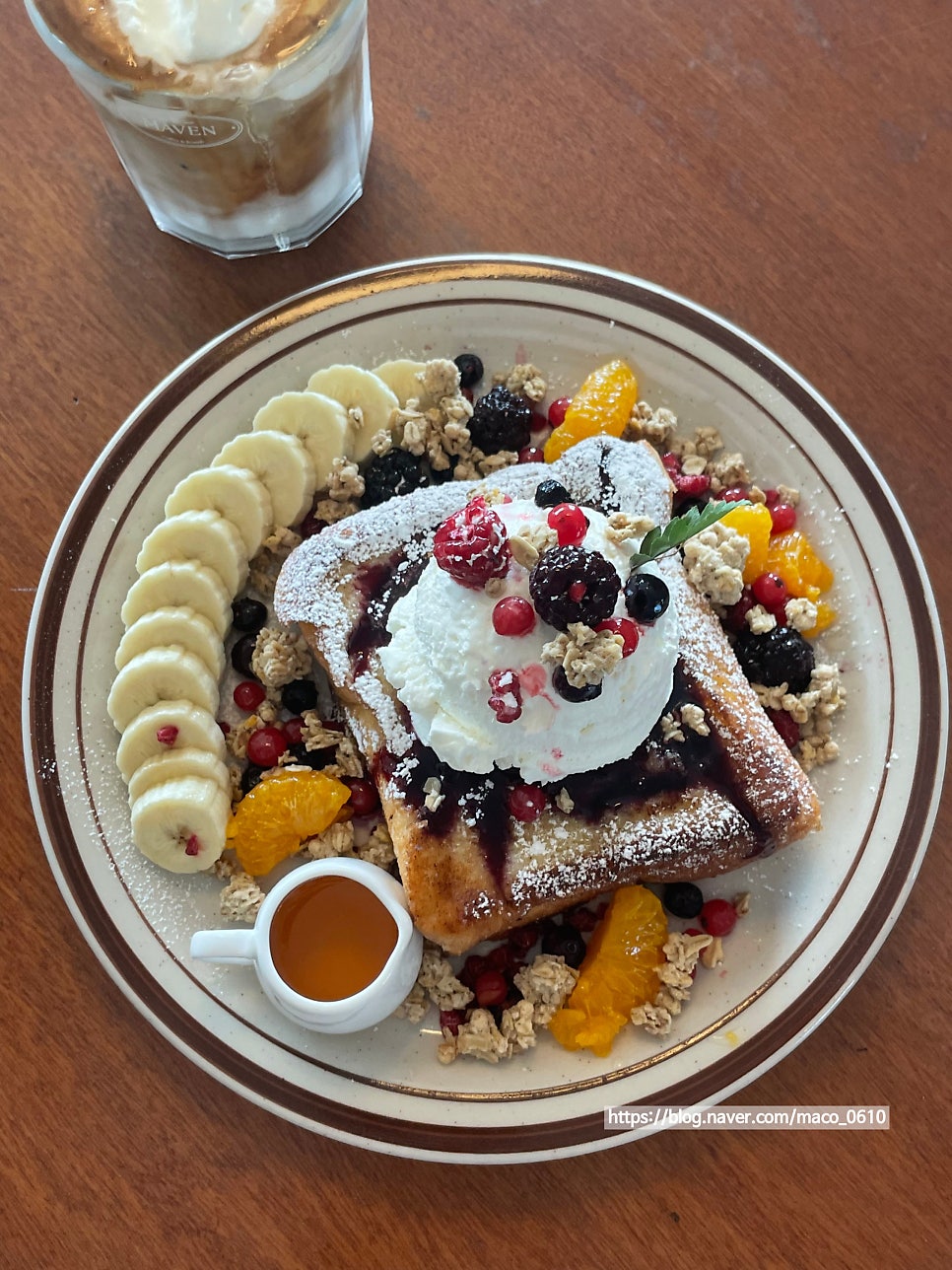 Overhead view of Cafe Maven's mascarpone French toast